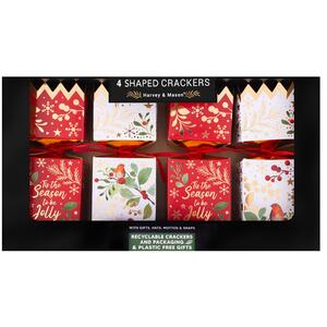 Pack of 4 Robin Bird Print Square Christmas Crackers
