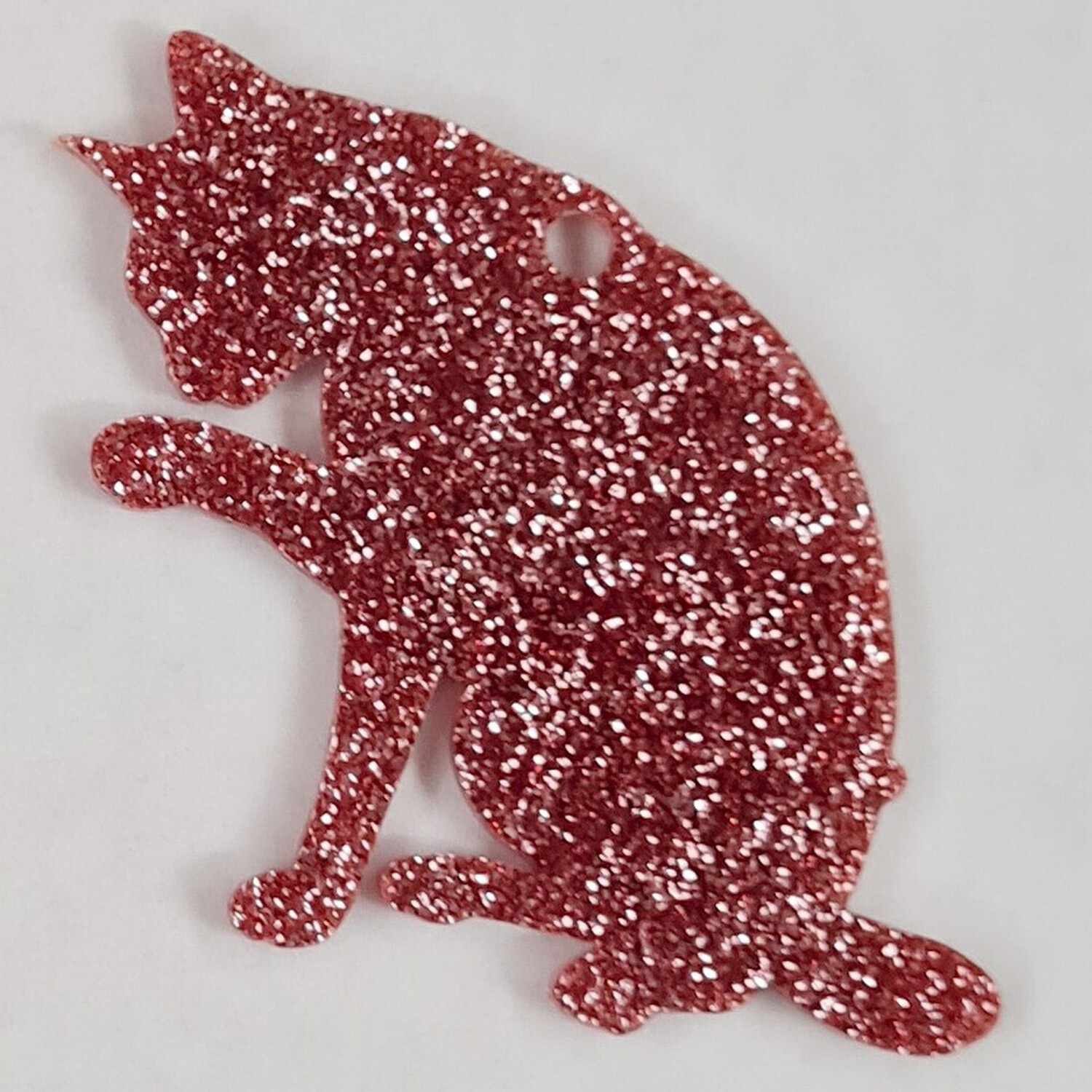 Glitter Cat Style 1 Christmas Decoration - Light Pink
