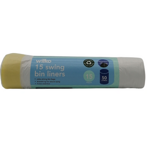 Pack of 15 Drawstring Bin Liners 50L