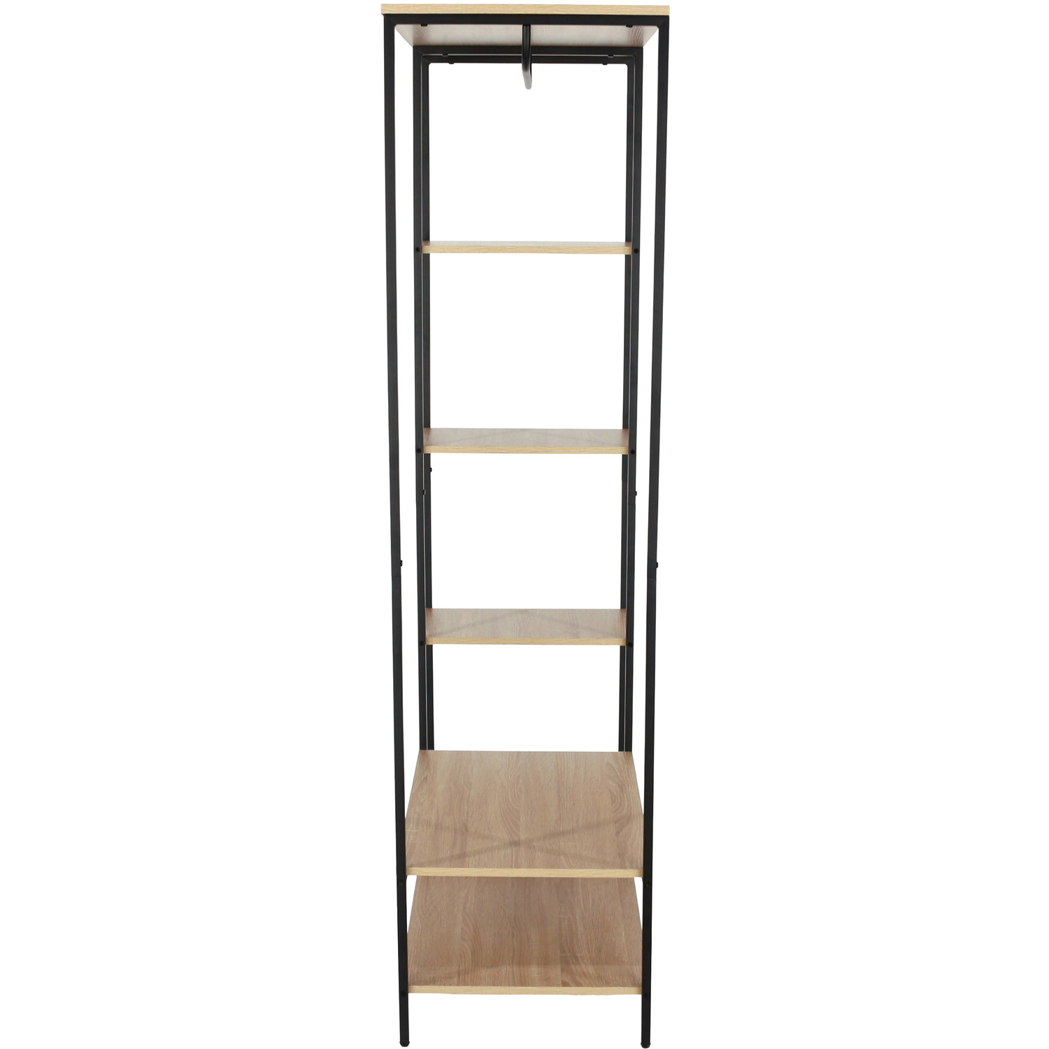 Kelly Oak Effect Open Wardrobe With Side Shelf Storage - Rustic - Oak