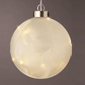 Frosted Christmas Bauble Warm White 10cm Micro LED Battery Ball Light