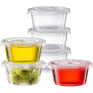 White / 4cm Clear Plastic Portion Pots With Lid Deli Sauce Pots shot 11169111