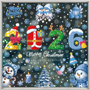 2026 Christmas Snowman Snowflake Glass Sticker Set