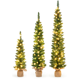 Set of 3 Pre-Lit Artificial Christmas Trees