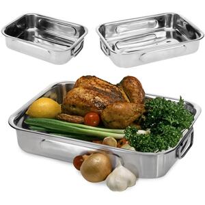 Set of 3 Roasting Trays Pans Bakeware Baking Dishes Oven Safe