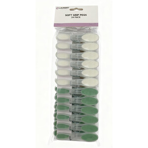 Pack of 24 Cream and Sage Soft Grip Pegs
