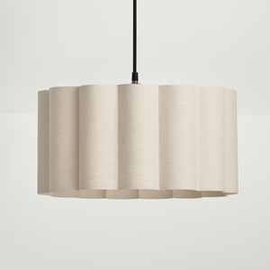 CGC Sabrina Scalloped Oatmeal Linen Drum Lampshade Large 44cm