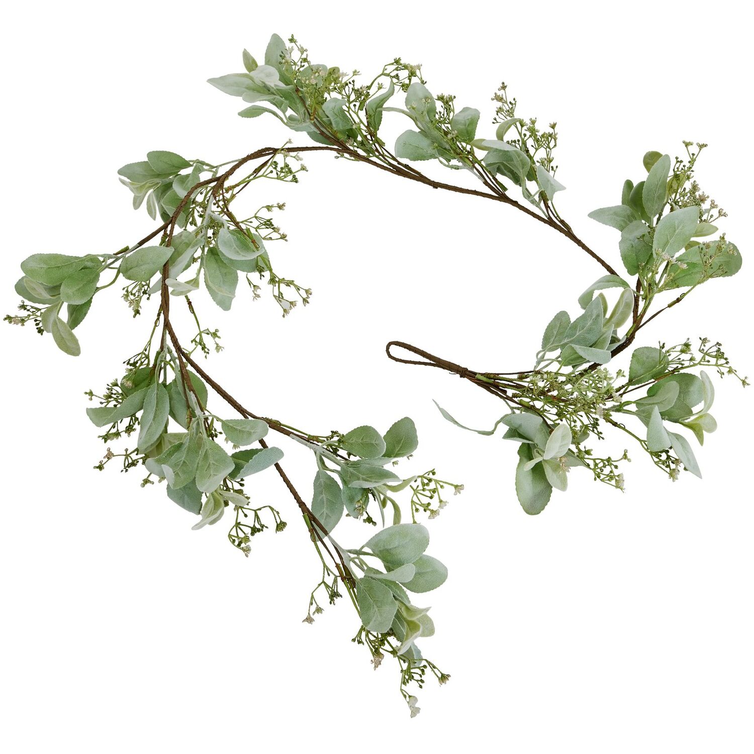 Winter Elegance Garland With Lambs Ear And Wax Flower - Green