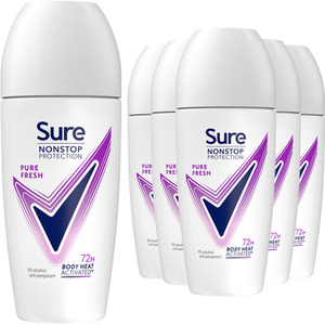 6 Sure Women Motion Sense AP Deodorant Rollon 72H Nonstop, Pure Fresh 50ml shot 11446416
