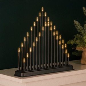 Christmas Black Candle Bridge Arch with Warm White LEDs