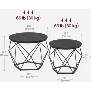 Black / 40.6cm / Particle Board VASAGLE Set of 2 Side Coffee Tables shot 11614094