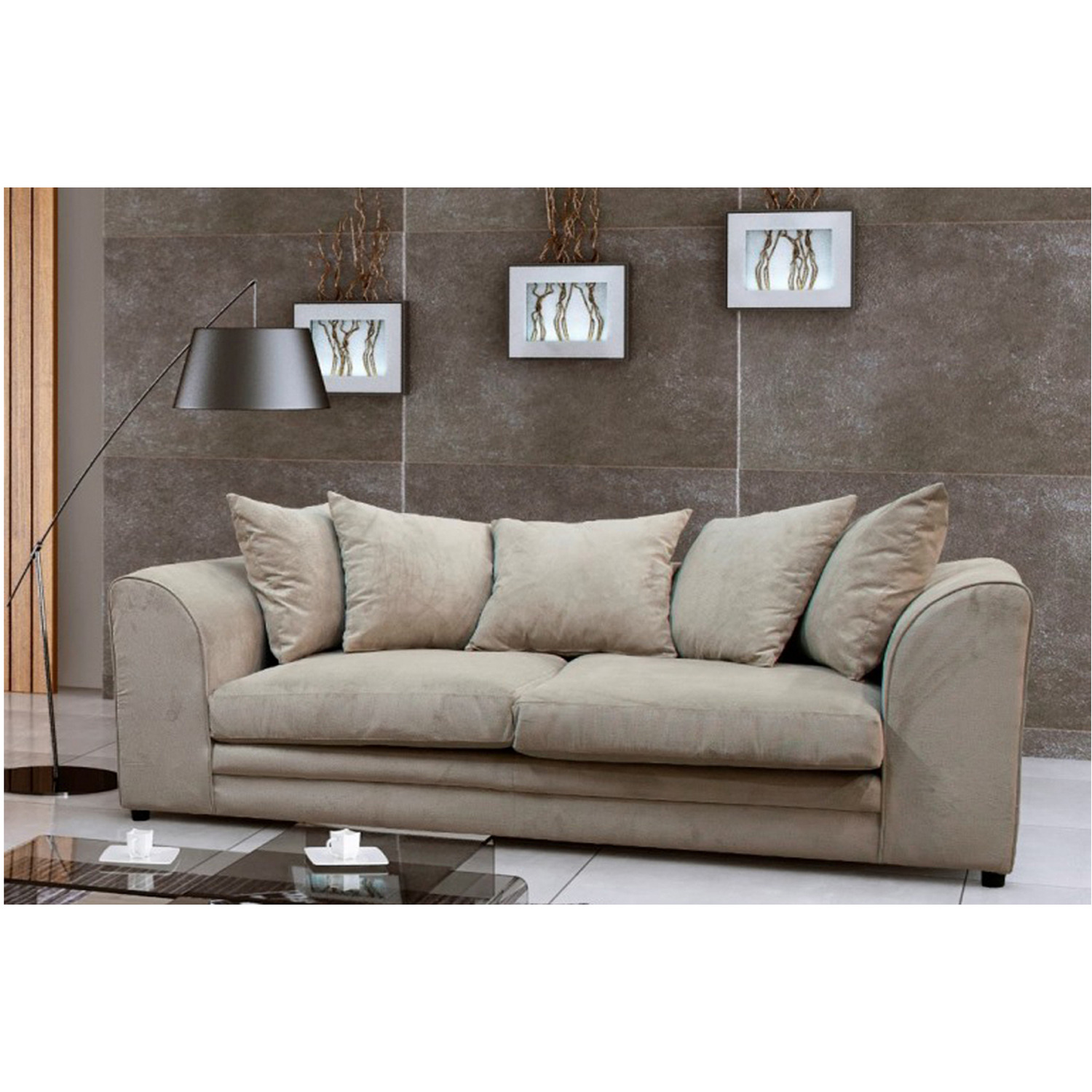 Kaspo 3 Seater Fabric Sofa - Biege