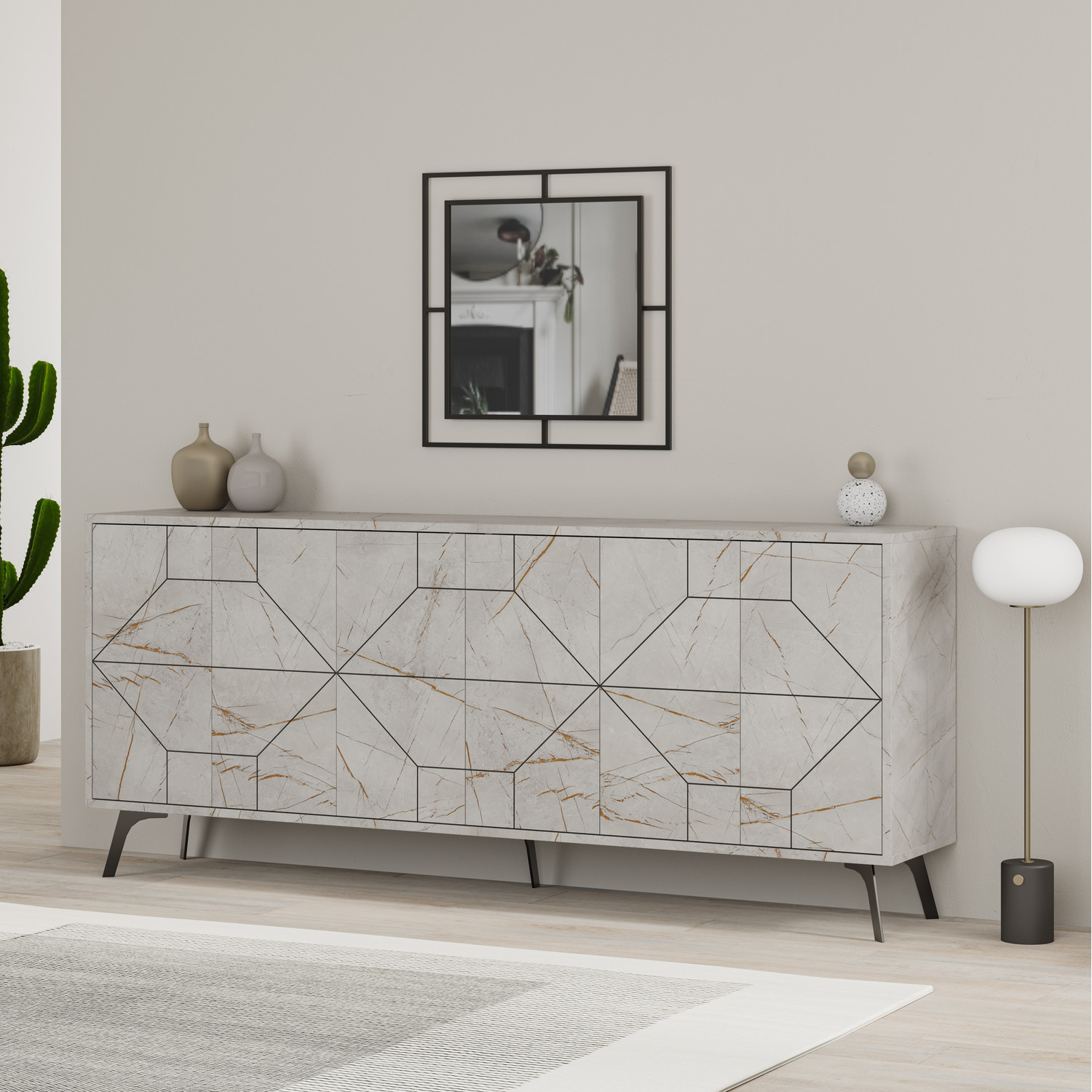 Decortie Dune Console Sideboard Display Unit 183 - Gold Marble Effect