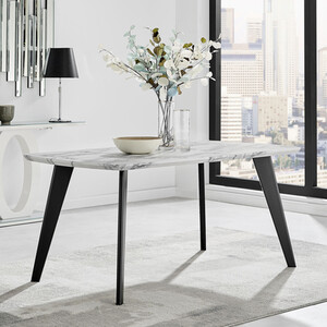 Andria Marble Effect Black Leg 6 Seater Dining Table