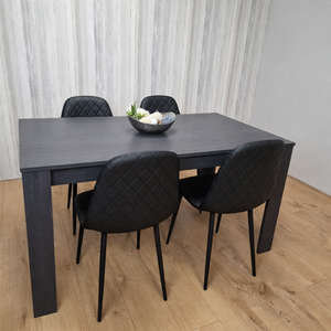 Kosy Koala Dark Grey Dining Table Set with 4 Black Chairs