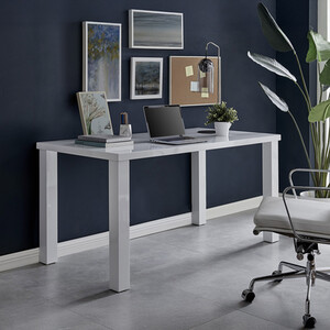 Pivero White High Gloss Home Office Writing Desk Large