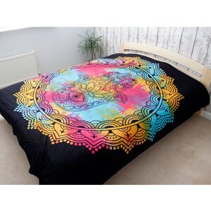 Black Hamsa Cotton Bedspread  Wall Hanging