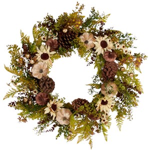 Autumnal Pumpkin and Pine Wreath