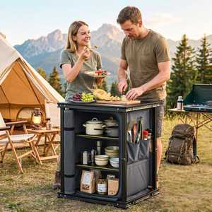 Outsunny Camping Cupboards Folding 3 Tier Storage