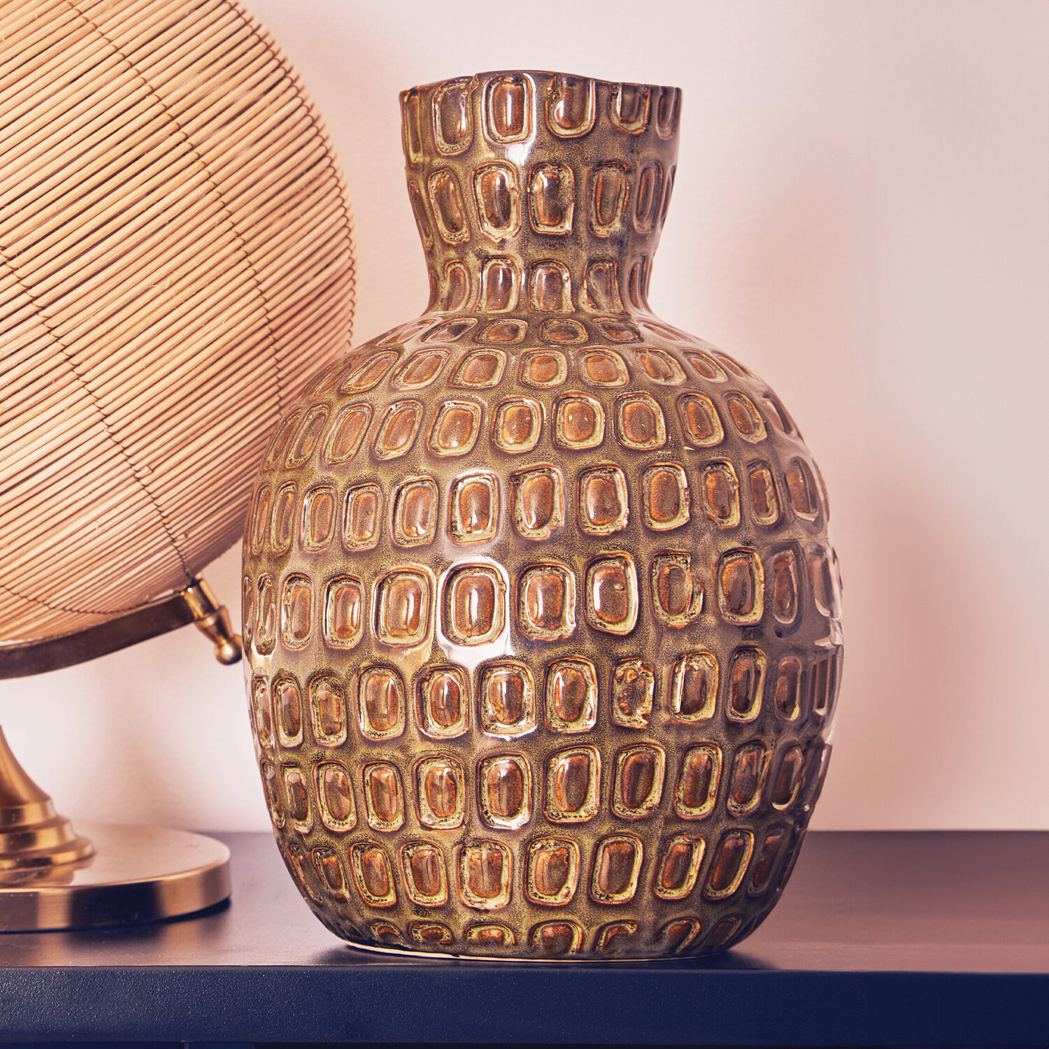 Bree Grey Glass Vase - Stoneware 100%