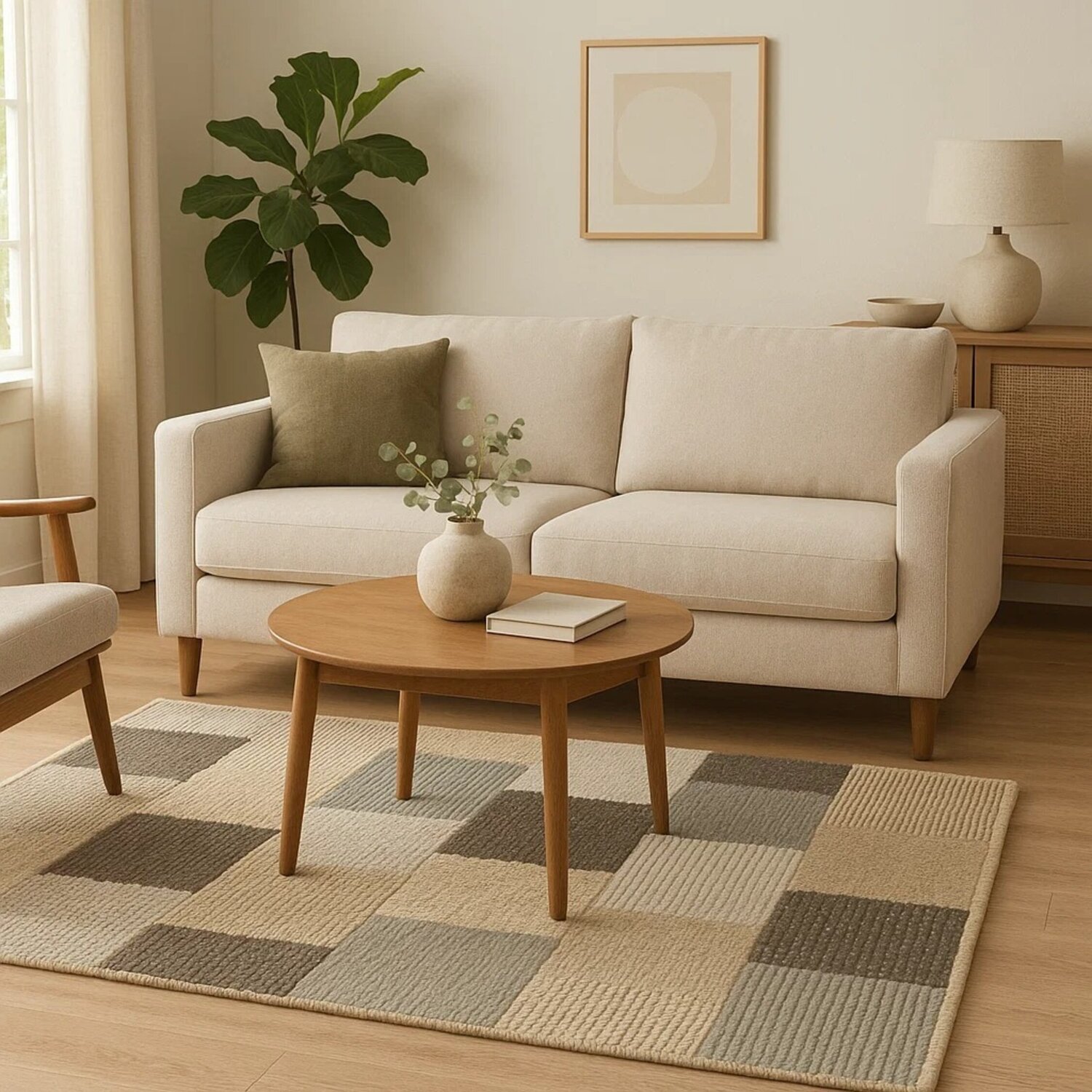 Bosie Jango Small Grid Design Rug - Grey