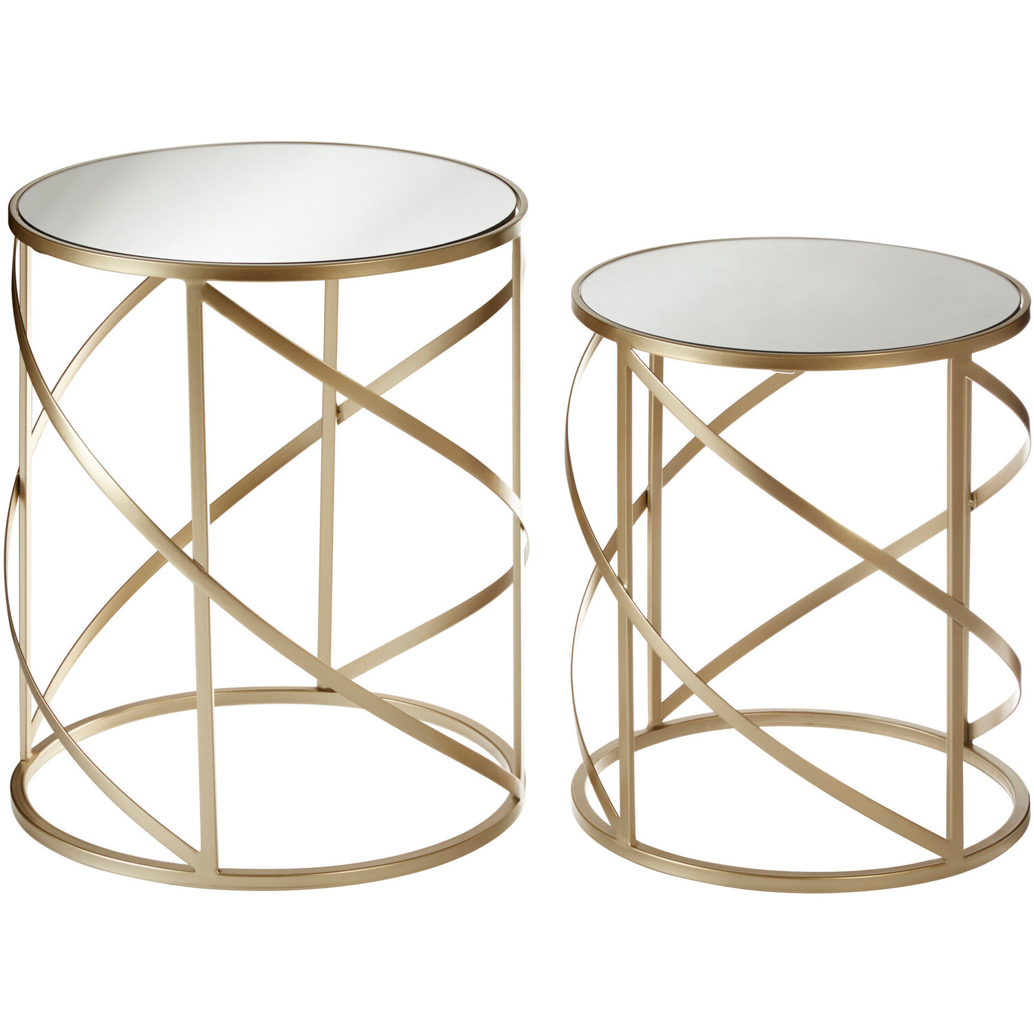 Avantis Set Of 2 Swirl Frame Tables - Gold