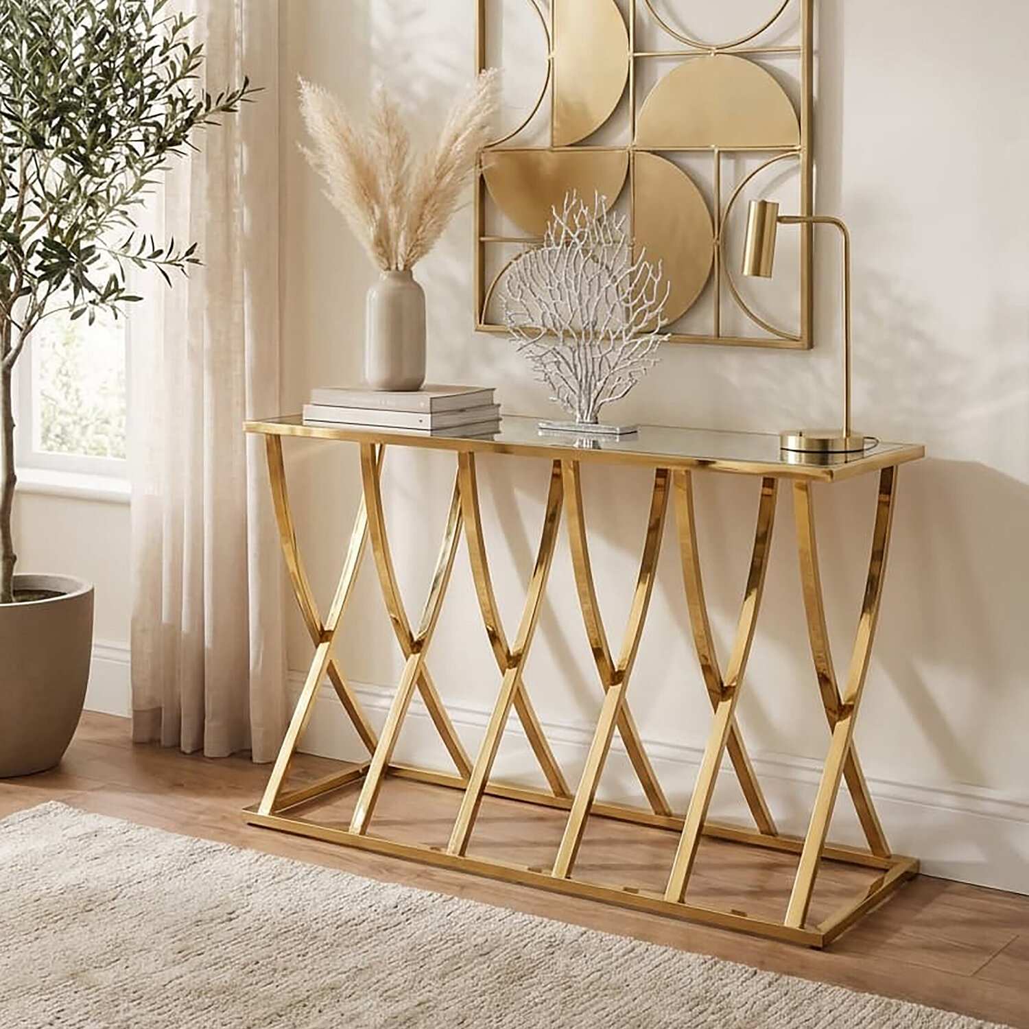 Reena Gold Console Table - Gold
