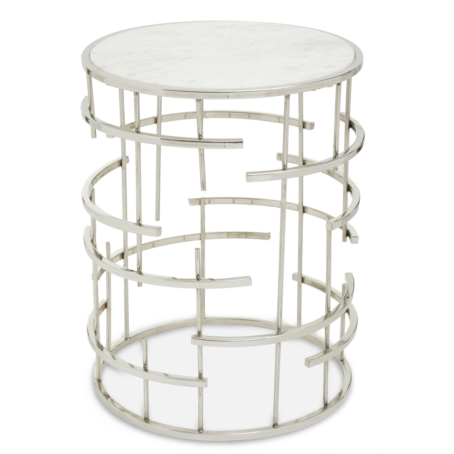 Jaipur Marble Top Side Table - Silver