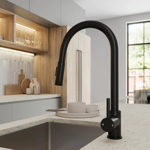 Pull Out Kitchen Mixer Tap Dual Spray Swivel Spout Single Lever Handle Black