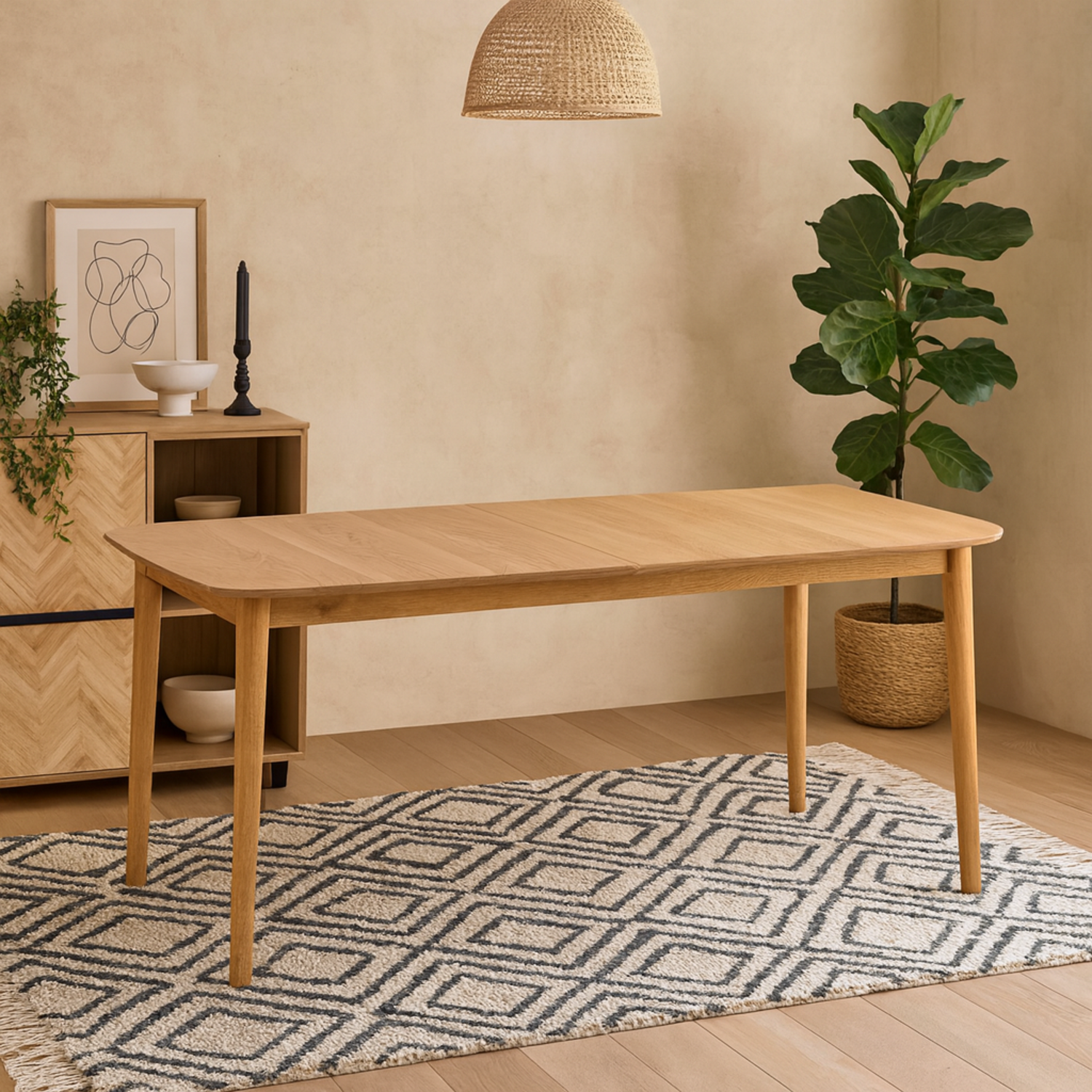 Novi Sad Natural Extending Dining Table Seats 6 - Natural