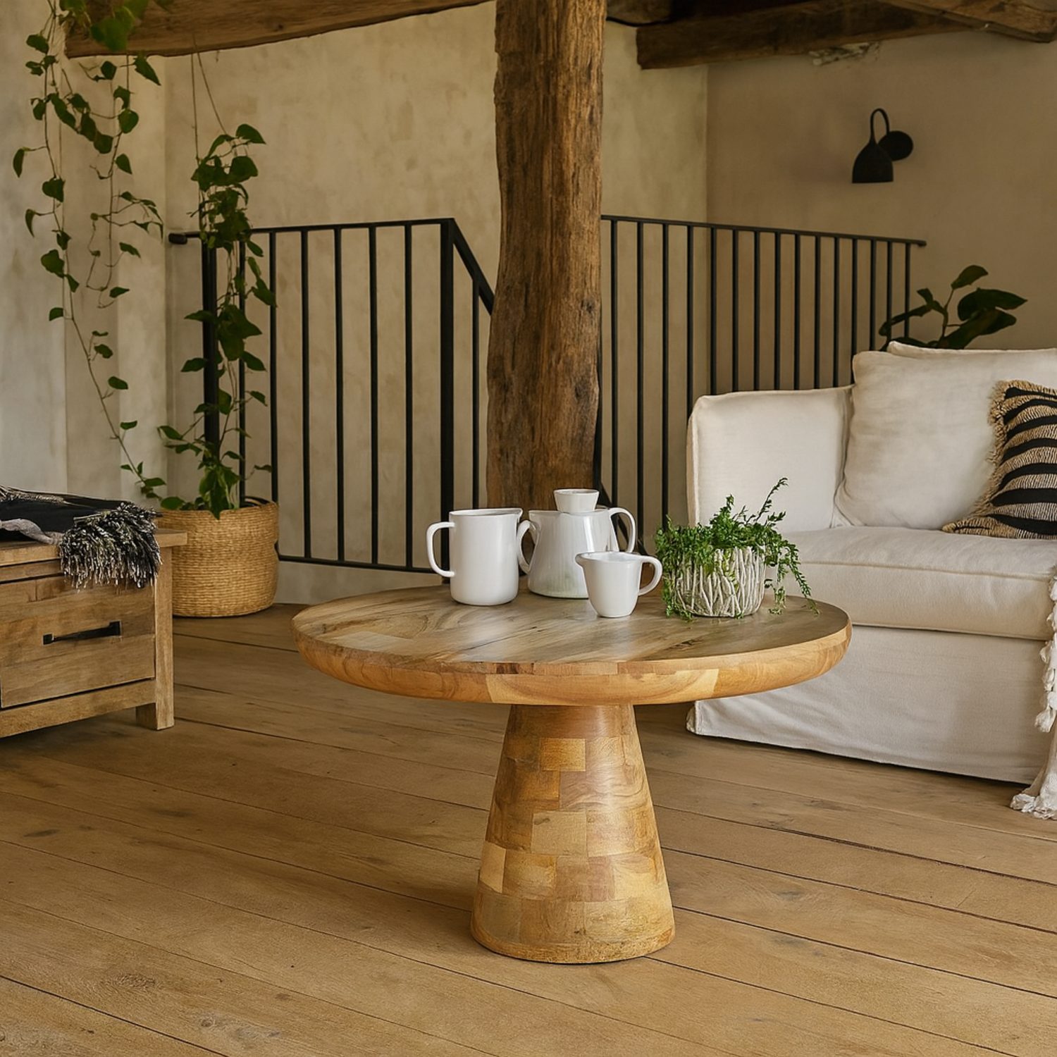 London Mushroom Coffee Table Eco Sourced Mango Wood Matt Finish - Brown