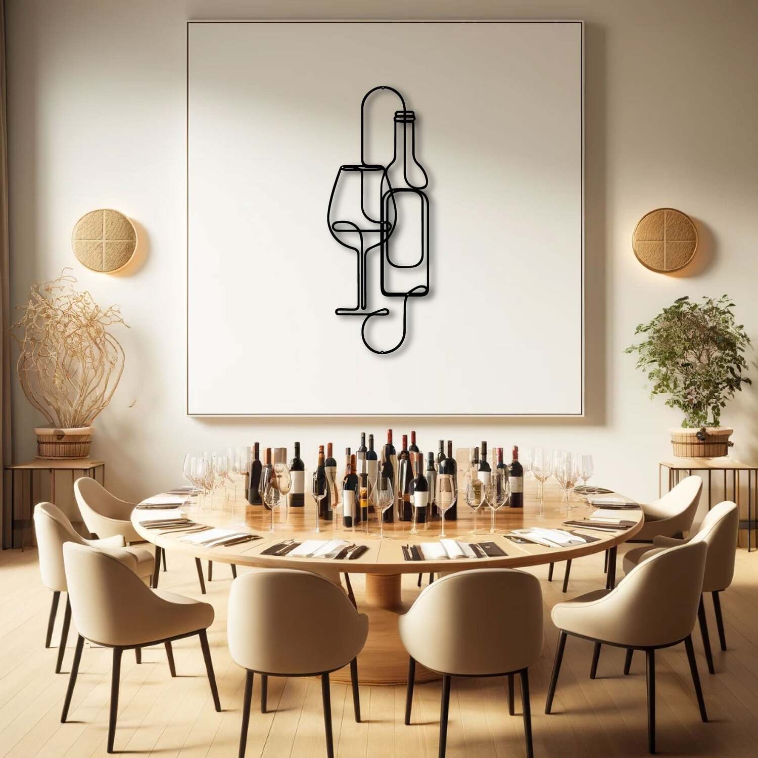 Decortie Metal Wall Art-Wine Glass 75 Cm - Texture Black - Black