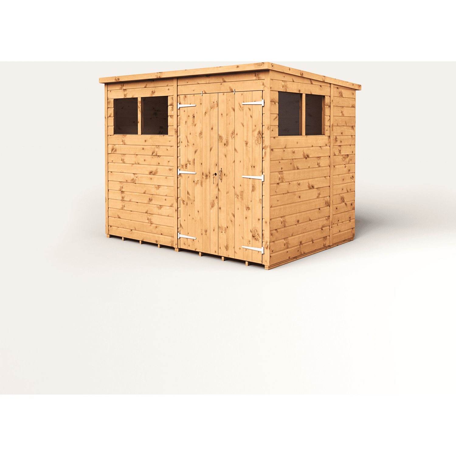 Empire 8x6 Modular Pent Garden Shed with a Double Door & Windows - Brown