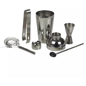 5-Pcs  Stainless Steel Cocktail Shaker Set - Silver - Set of 5