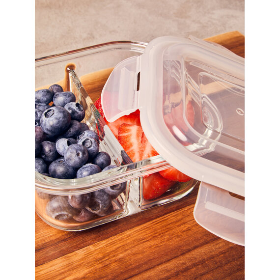 Freska 2 Section Square Glass Container With Lid 520 ml
