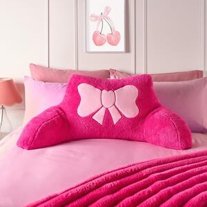 OHS Bow Embroidered Teddy Cuddle Cushion