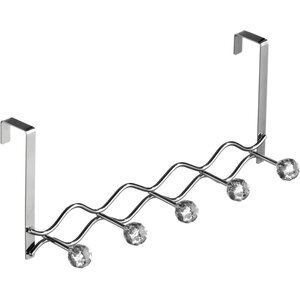 Jaxen Chrome Over Door Hanger with Five Diamante Hooks