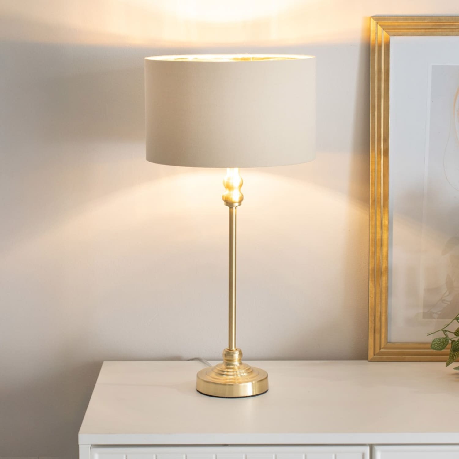 ValueLights | Maggie Gold Metal Candlestick Table Lamp with Natural & Gold Inner Shade & Warm White Bulb | Table Lamps, Home Décor & Improvement Essential - Image 3