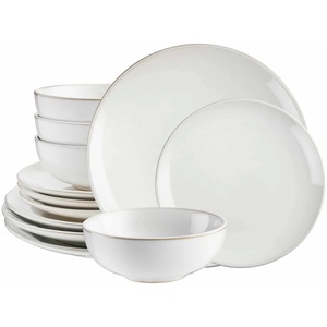 12pc Nordic Stoneware Dinnerware Set - 4 Person Plate & Bowl Setting