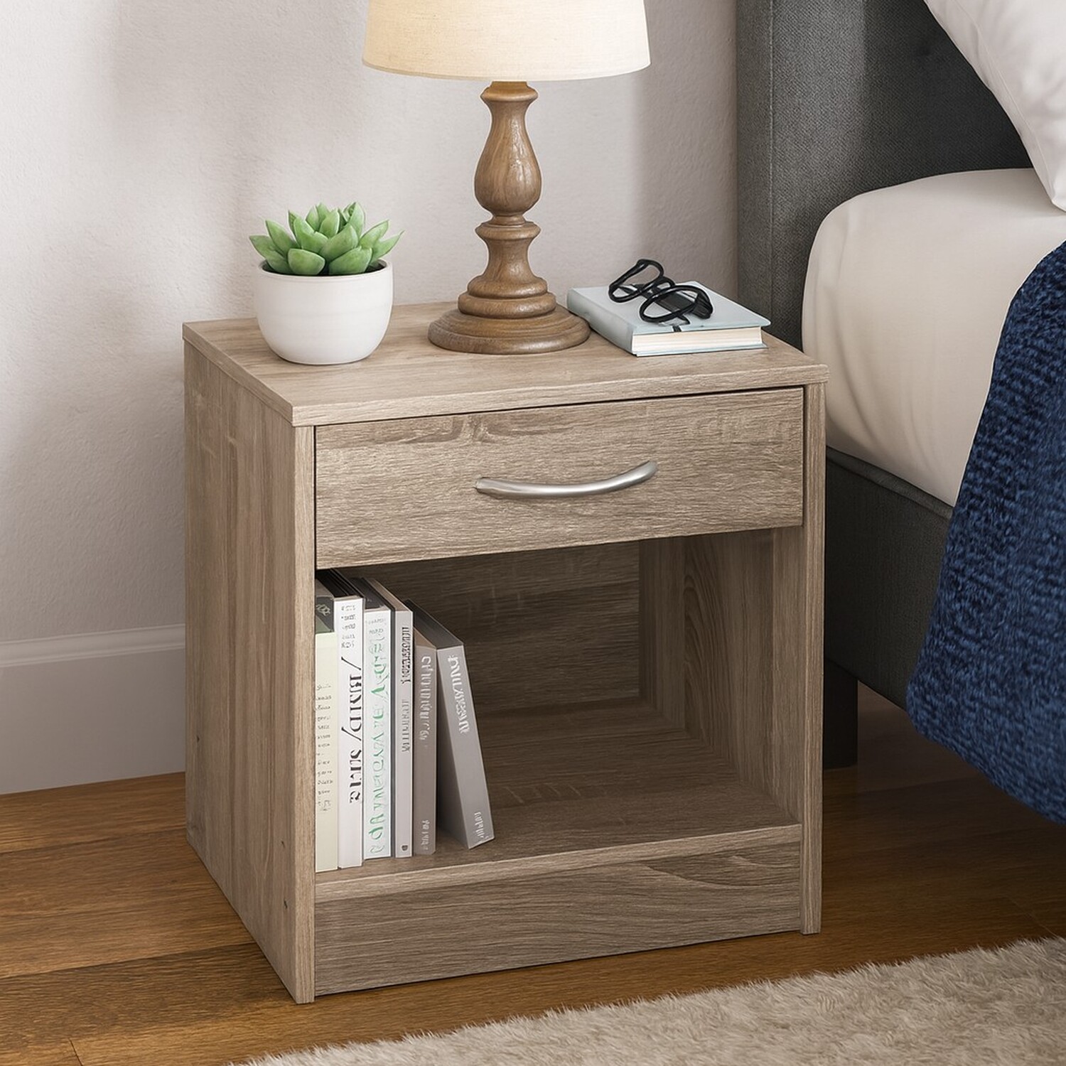 1 Drawer Bedside Table - Oak