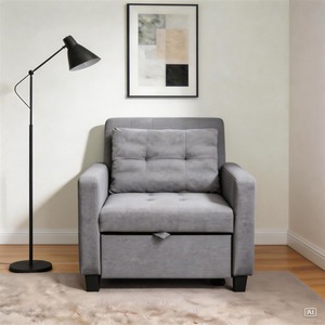 Grey / 1 Home Source Charleston Pull Out Linen Sofa Bed shot 14271264