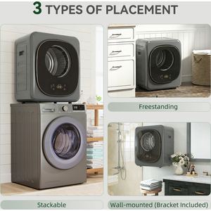 HOMCOM Compact Dryer Machine with 5 Modes, 4kg Small Tumble Dryer, Grey
