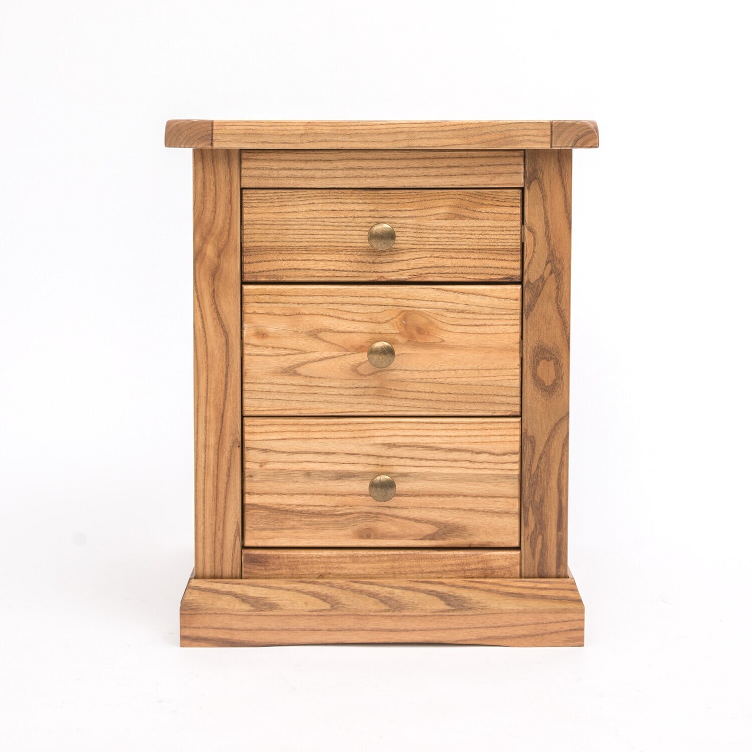 Cabinet Bits Salerno 3 Drawer Bedside Table - Light Wood / Brass Knob