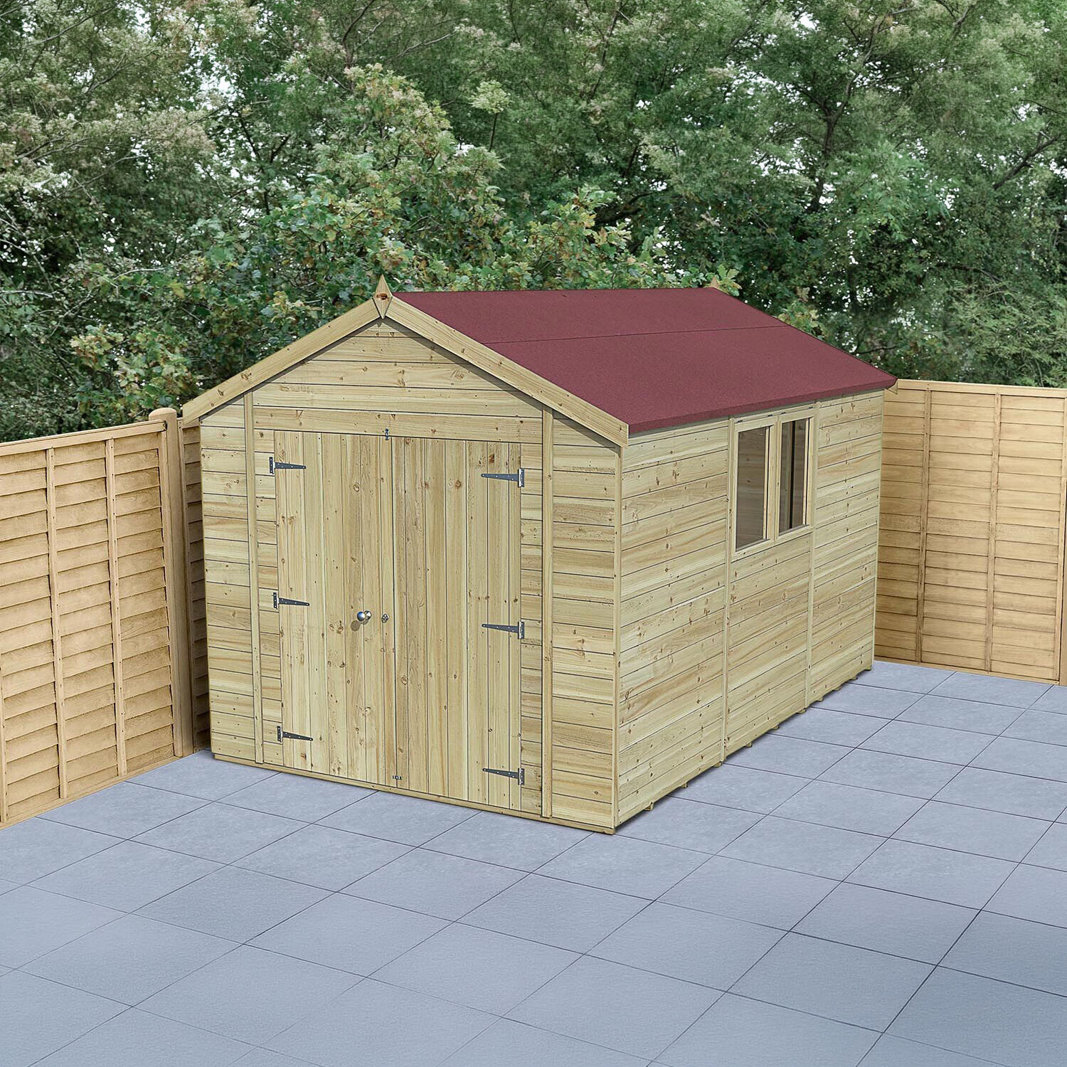 Timberdale T&G Pressure Treated Window Apex Shed - Without Base / 373kg / 12x8 / Installation Included / 2