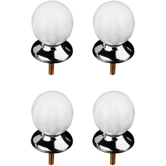 Set of 4 Retro Style White Ceramic Drawer Knobs