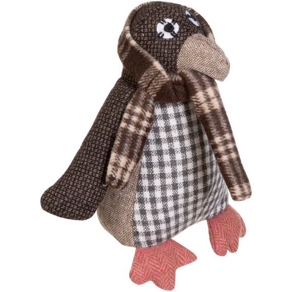 Bute Large Brown Check Penguin Door Stop