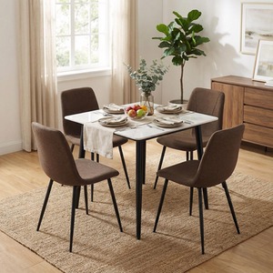 Pack of 4 Dining Chairs Dark Brown Sand Blasted Metal Legs