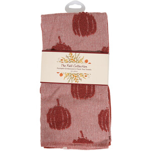 Pack of 2 Pumpkin Embossed Tea Towels