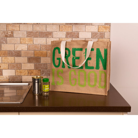 Jade Green Is Good Jute Shopping Bag