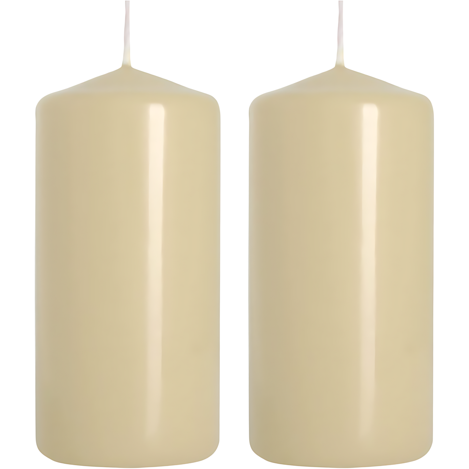 Pillar Candles, Pack of 2, Unscented, Long Burn, 10 x 5 cm - Ivory Matt - Ivory
